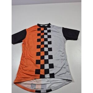 Twin Six Grindhouse Cycling Jersey Mens Large Orange Gray Graphic USA Full Zip